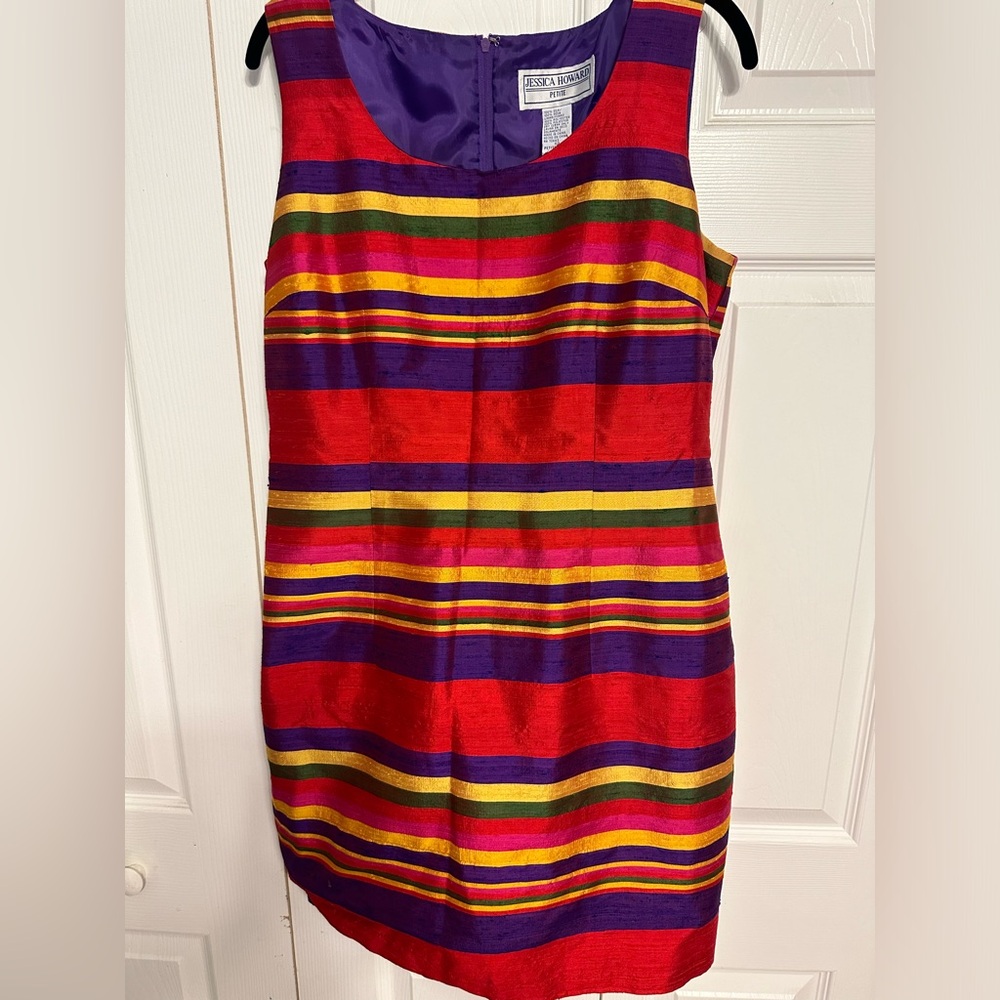 Vintage Jessica Howard Petite Sheath Silk Dress sz 12